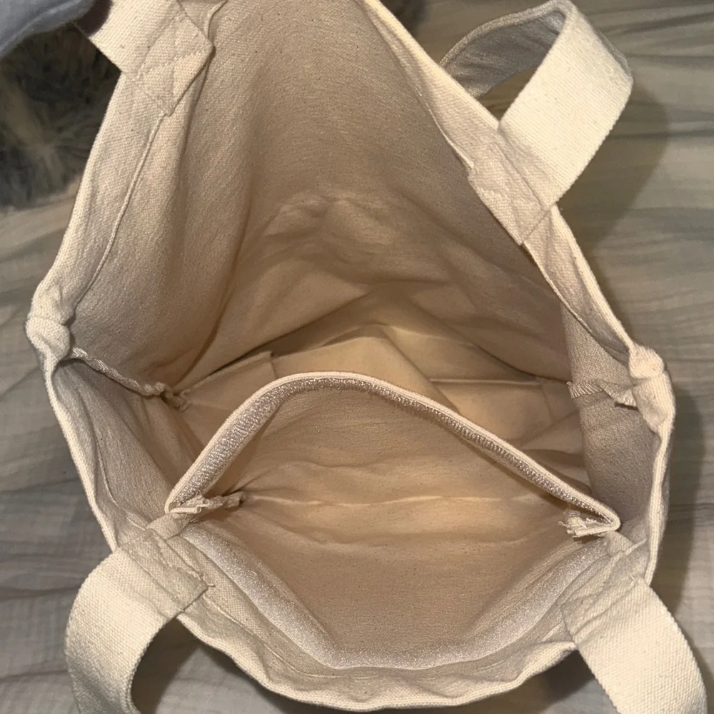 Beige Canvas Tote with Pigeon Print - Picture 3 of 5